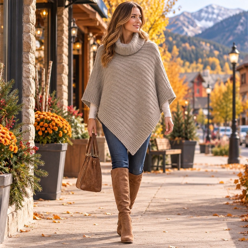 Cocogio Italy Women Poncho Sweater OS Gray Wool Alpaca Blend Cowl Neck Textured